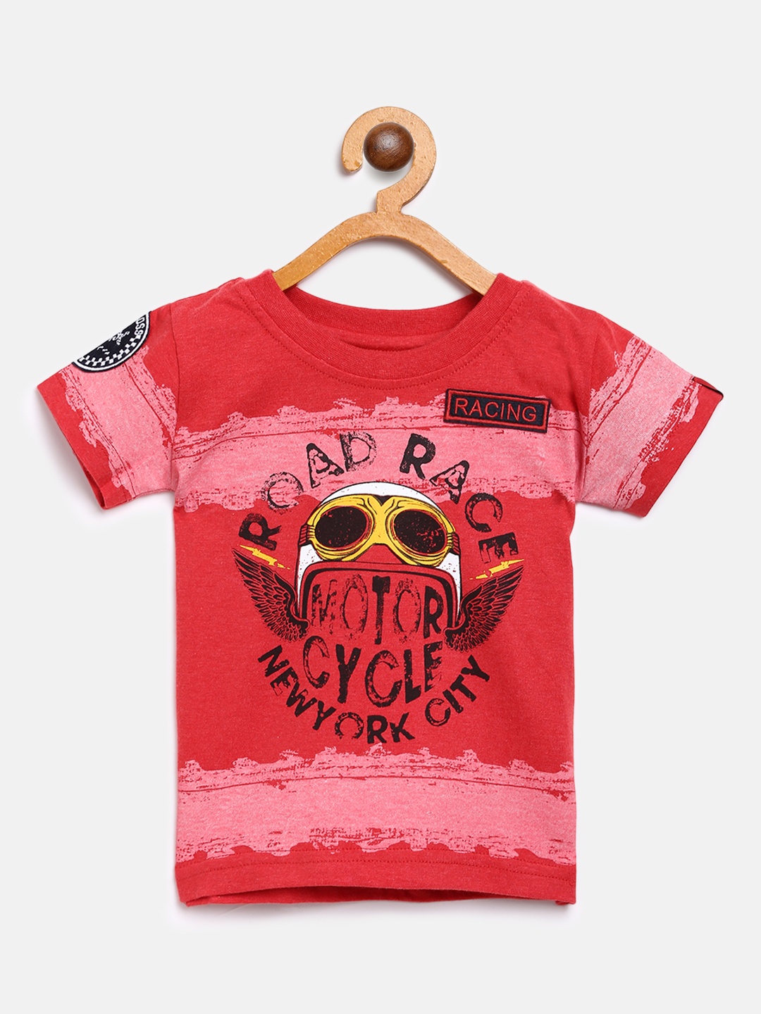 

Gini and Jony Boys Red Printed Round Neck T-shirt