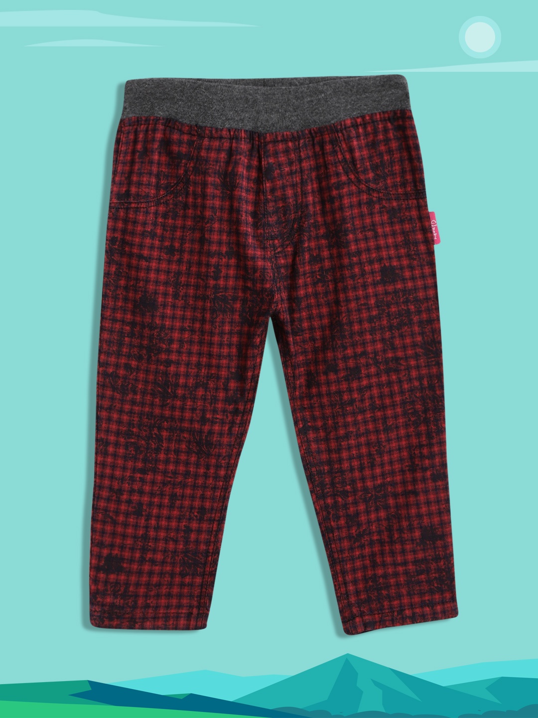 

Gini and Jony Girls Red & Black Slim Fit Checked Regular Trousers