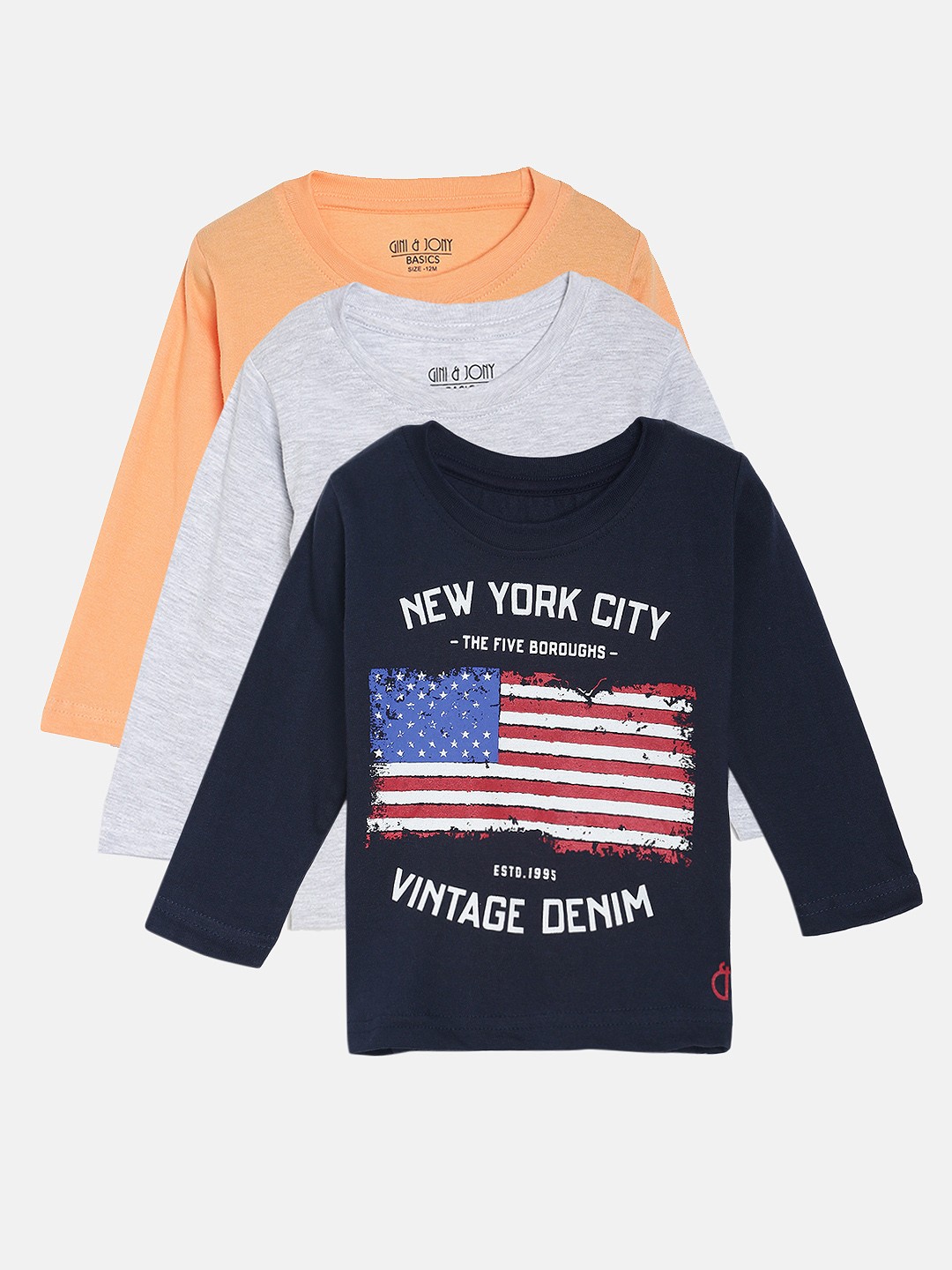 

Gini and Jony Boys Pack of 3 T-shirts, Navy blue
