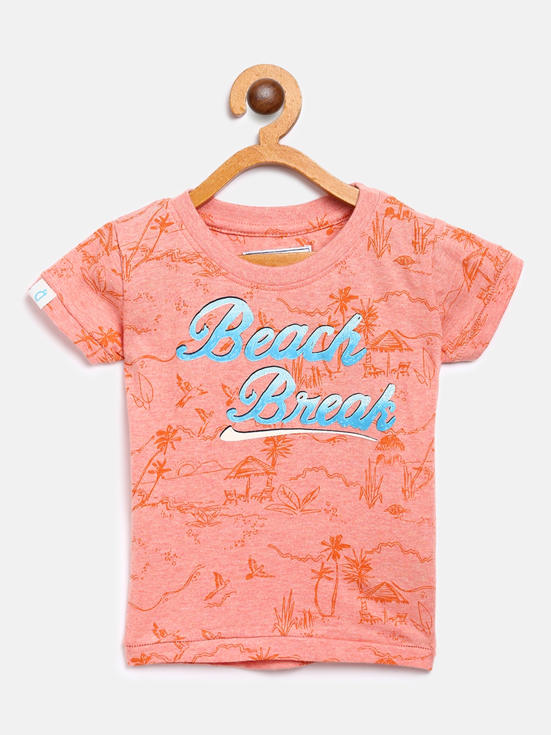 

Gini and Jony Boys Peach-Coloured Printed Round Neck T-shirt