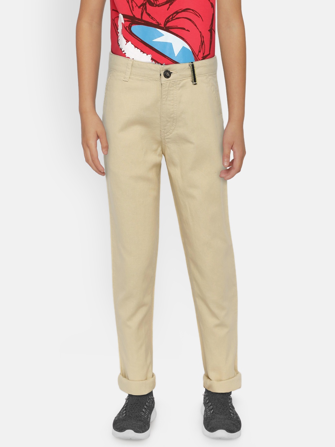 

Gini and Jony Boys Beige Slim Fit Solid Chinos