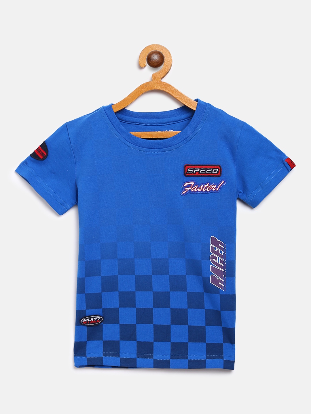 

Gini and Jony Boys Blue Printed Round Neck T-shirt