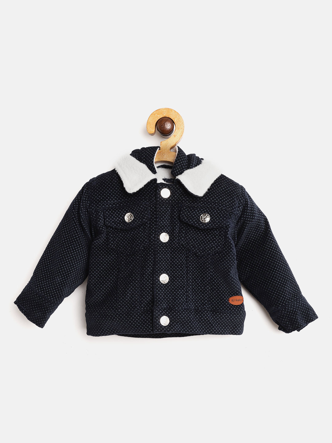 

Gini and Jony Boys Navy Blue Printed Tailored Jacket with Detachable Hood