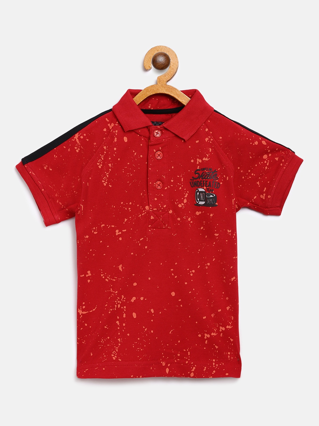 

Gini and Jony Boys Red Printed Polo Collar T-shirt