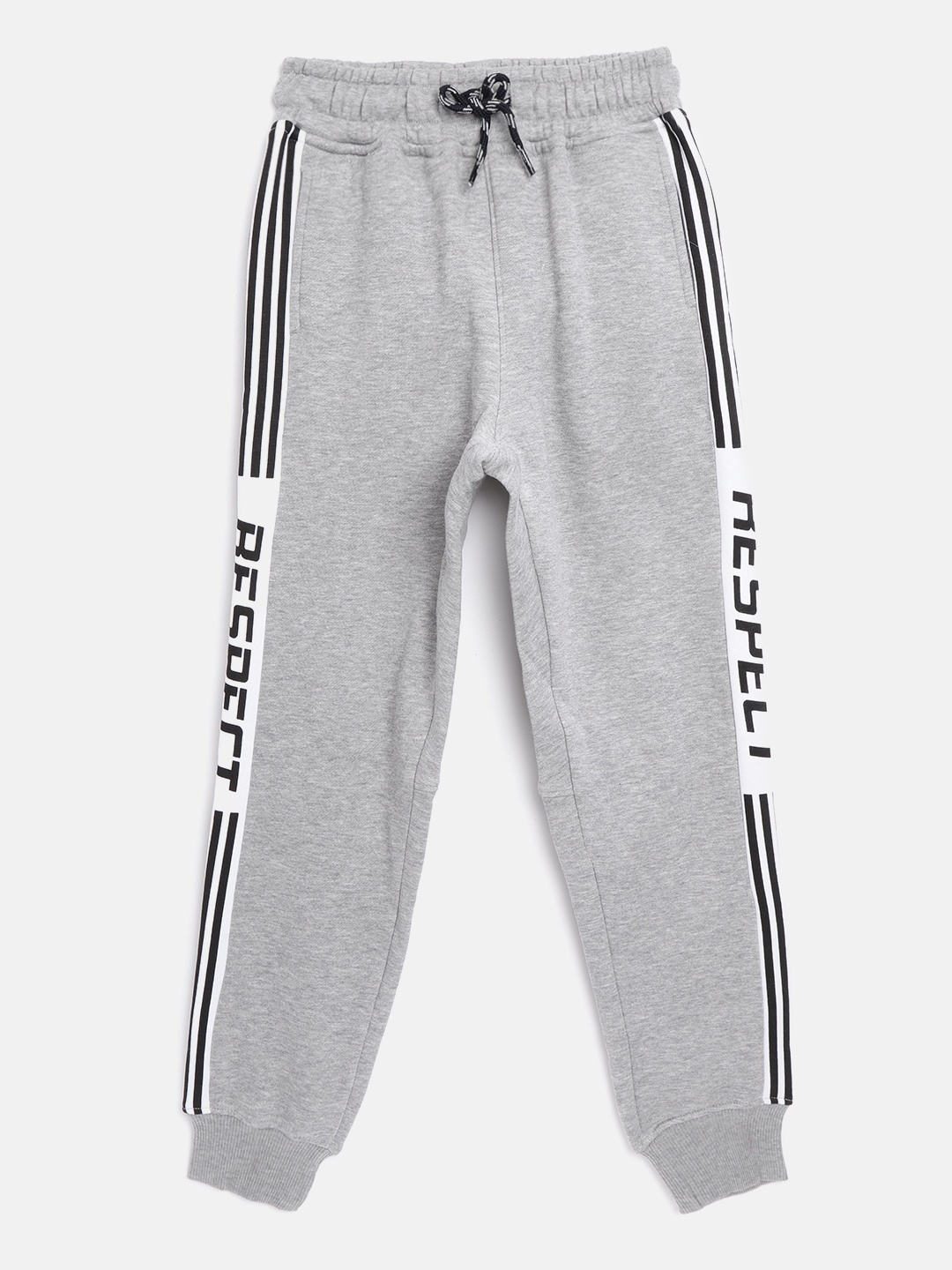 

Gini and Jony Boys Grey Melange Solid Joggers with Side-Stripe Detail