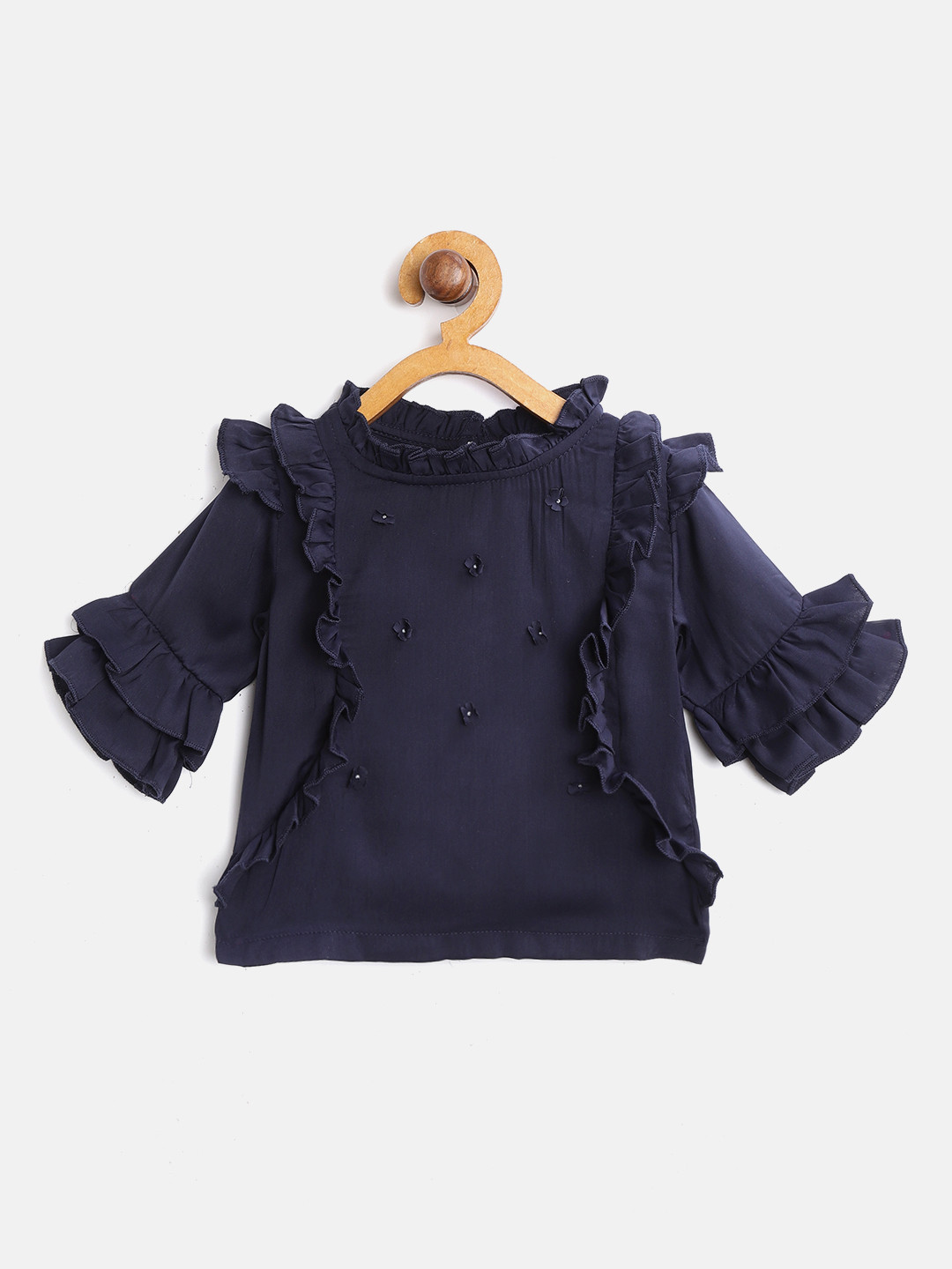 

Gini and Jony Girls Navy Blue Embellished Top
