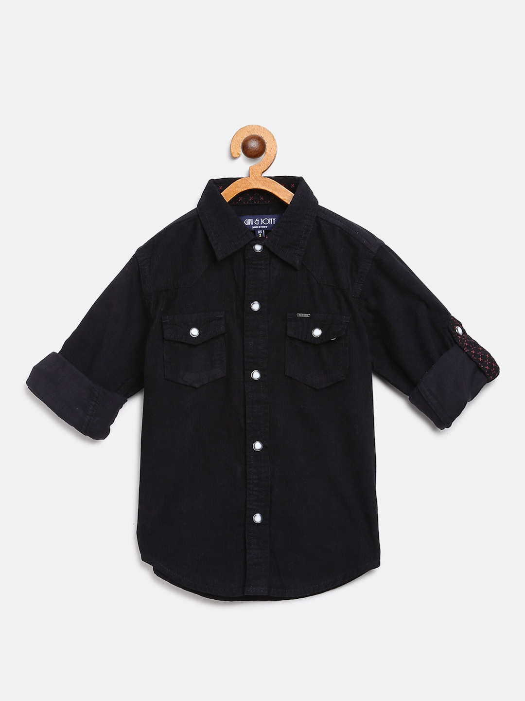 

Gini and Jony Boys Black Regular Fit Solid Corduroy Casual Shirt