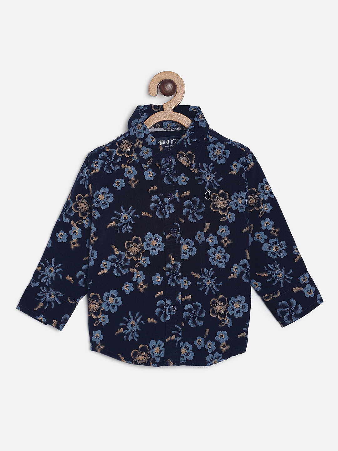 

Gini and Jony Boys Navy Blue Regular Fit Printed Casual Corduroy Shirt