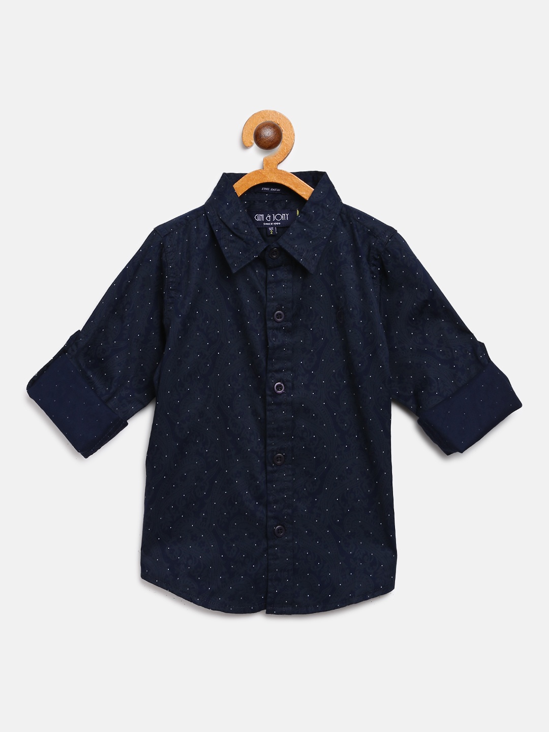 

Gini and Jony Boys Navy Blue Regular Fit Printed Casual Shirt