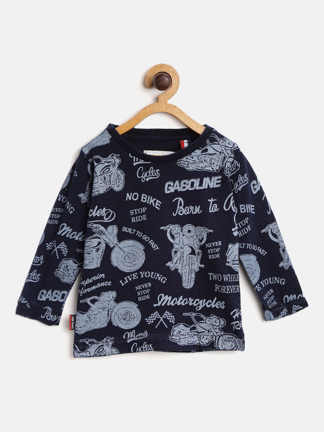

Gini and Jony Boys Navy Blue Printed T-shirt