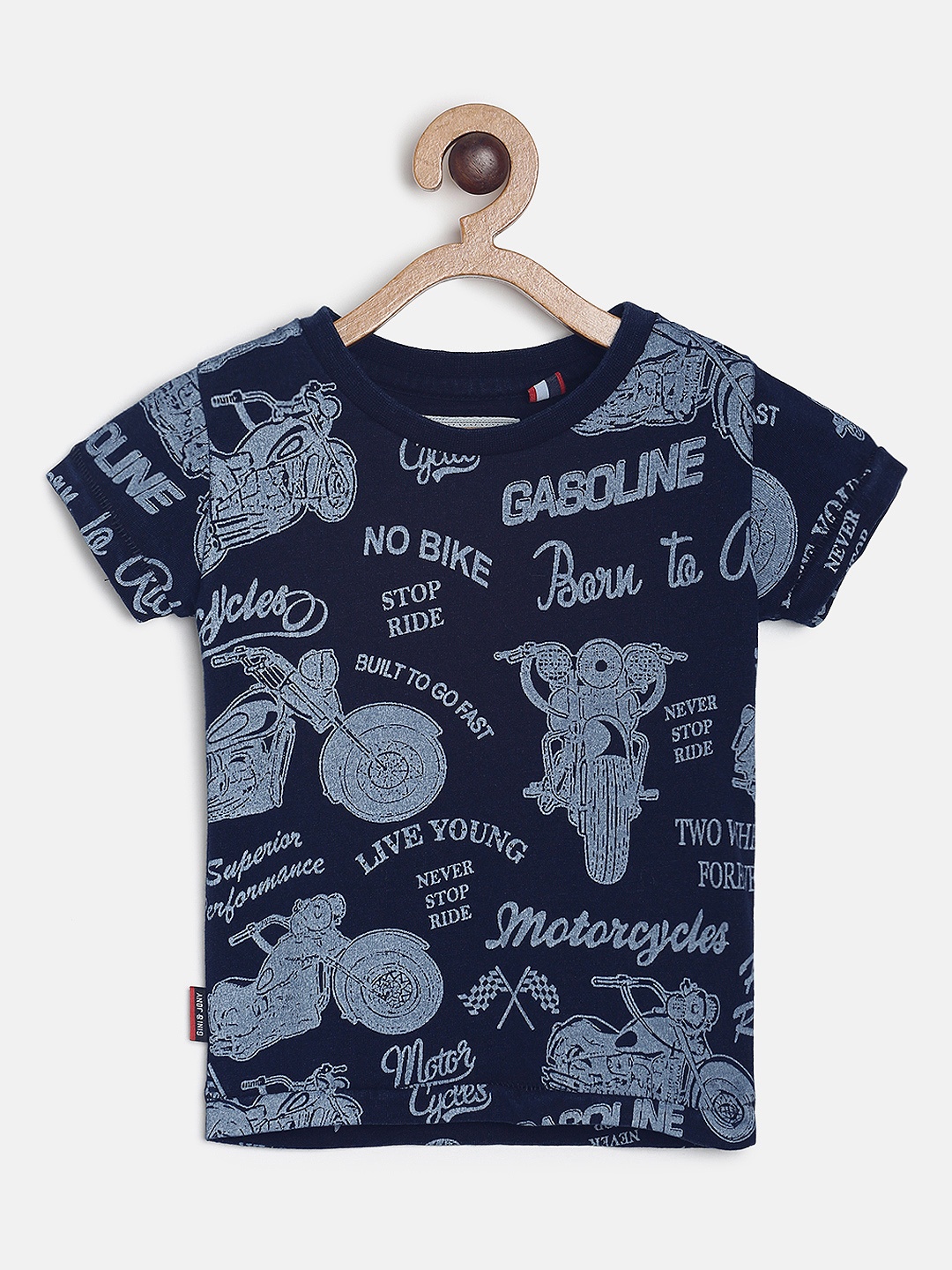 

Gini and Jony Boys Navy Blue Printed Round Neck T-shirt