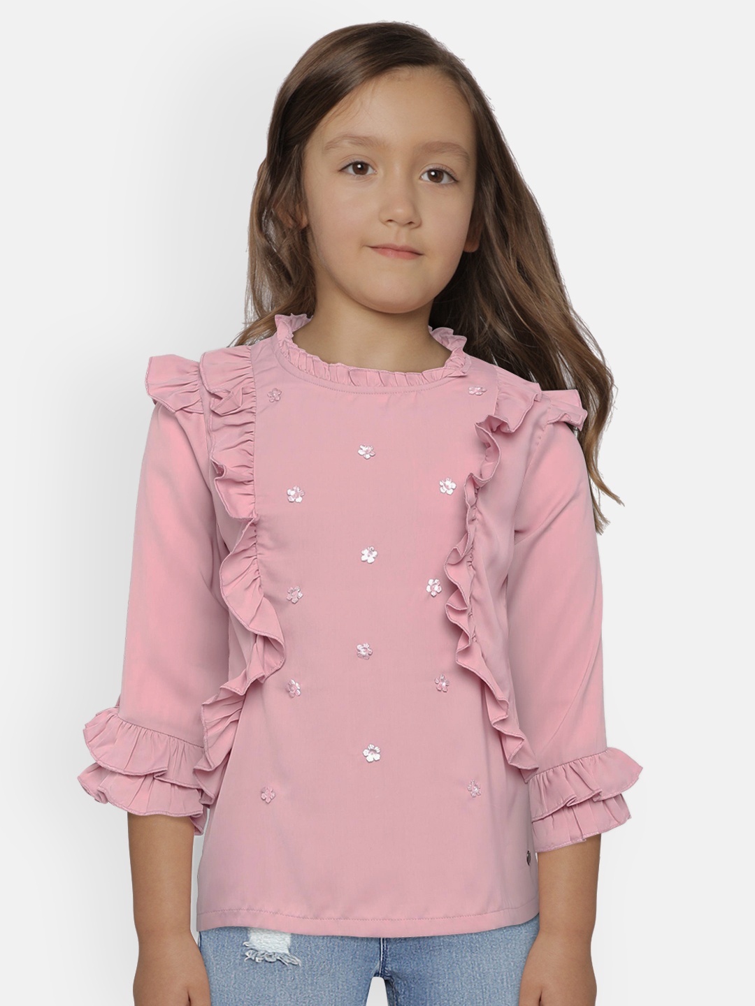 

Gini & Jony Girls Pink Embellished Top