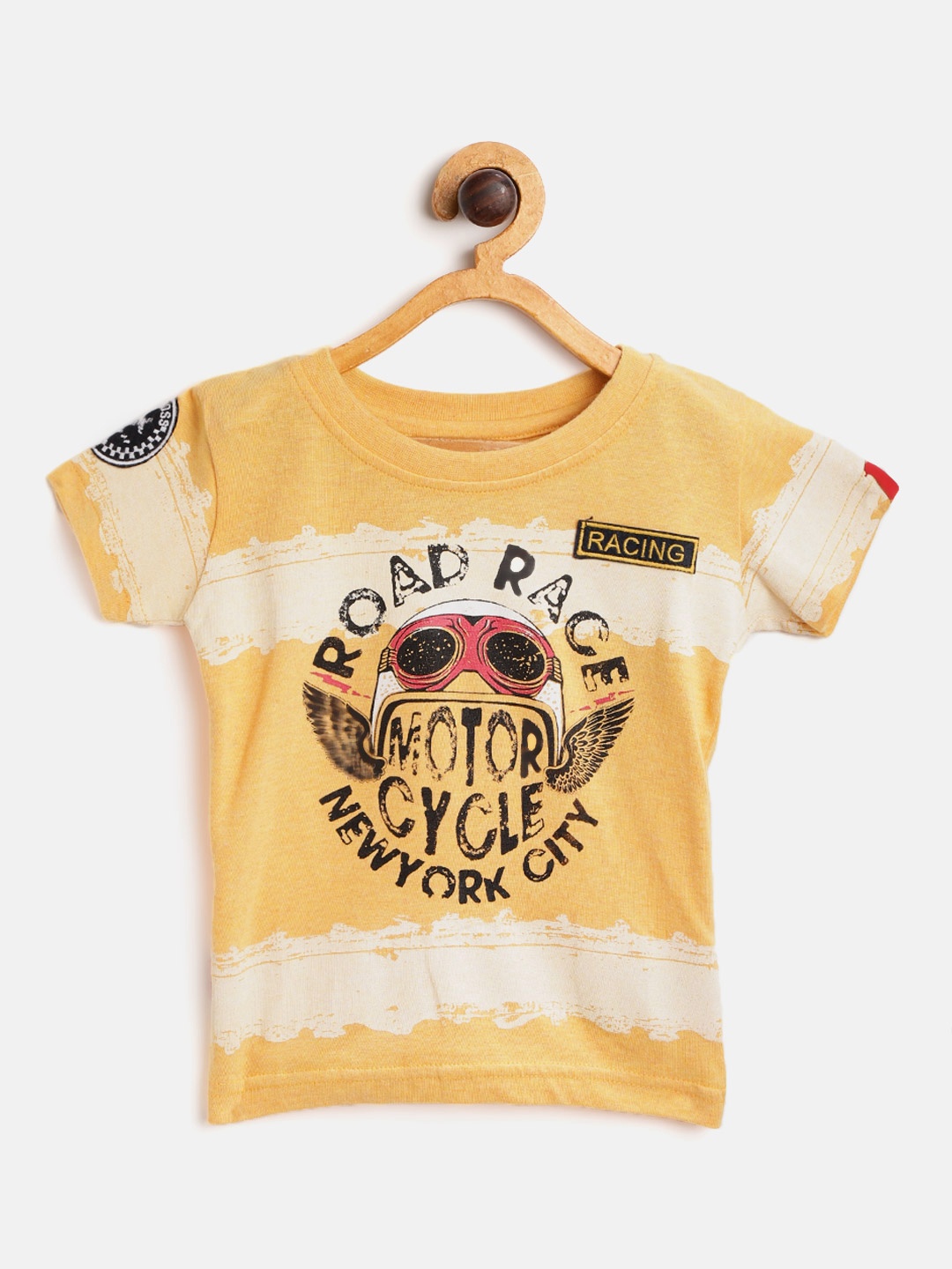 

Gini and Jony Boys Yellow Printed Neck T-shirt