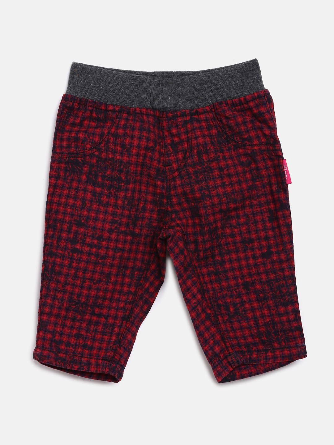 

Gini and Jony Girls Red & Navy Blue Regular Fit Checked Trousers