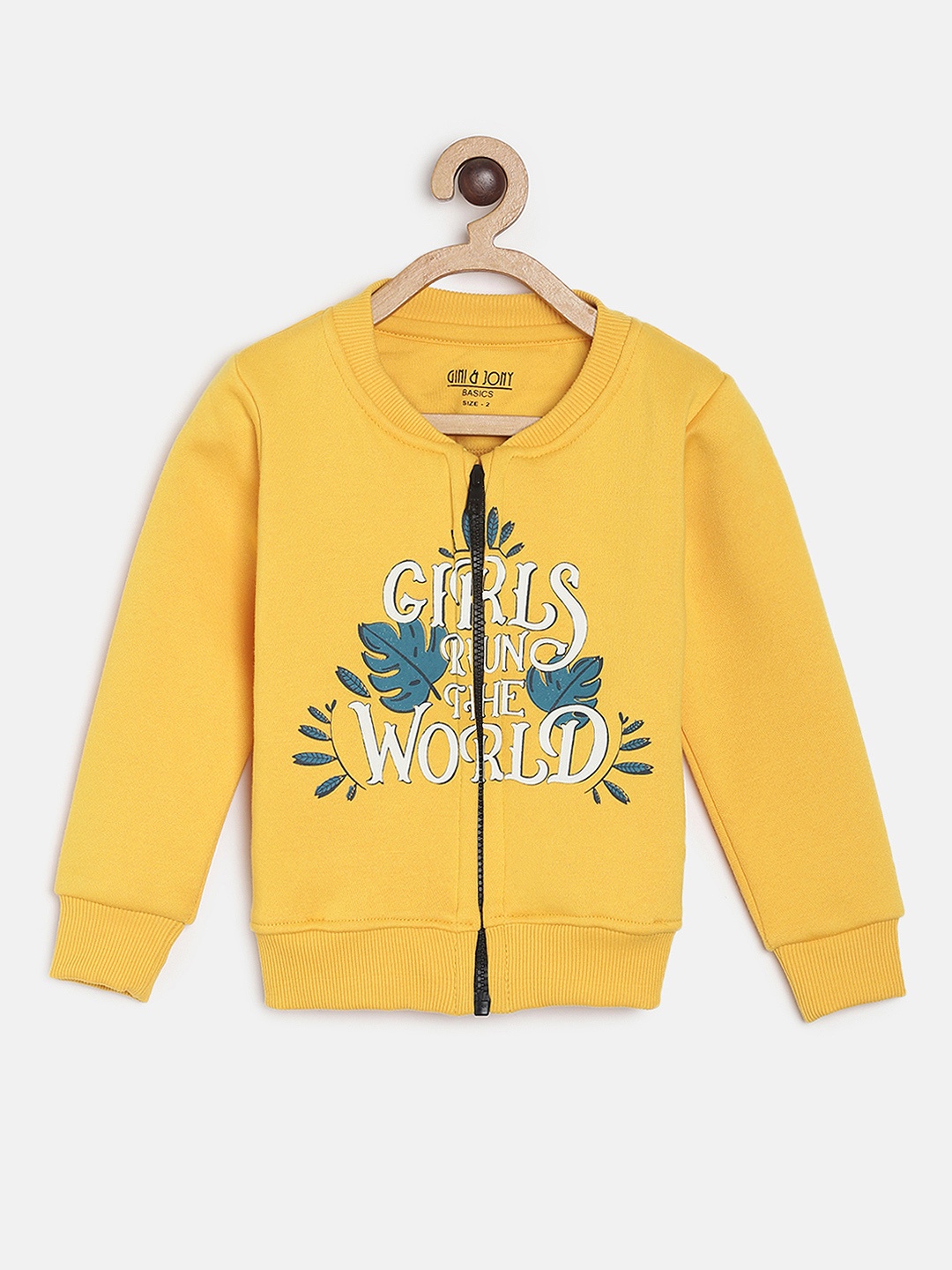 

Gini and Jony Girls Yellow Printed Bomber