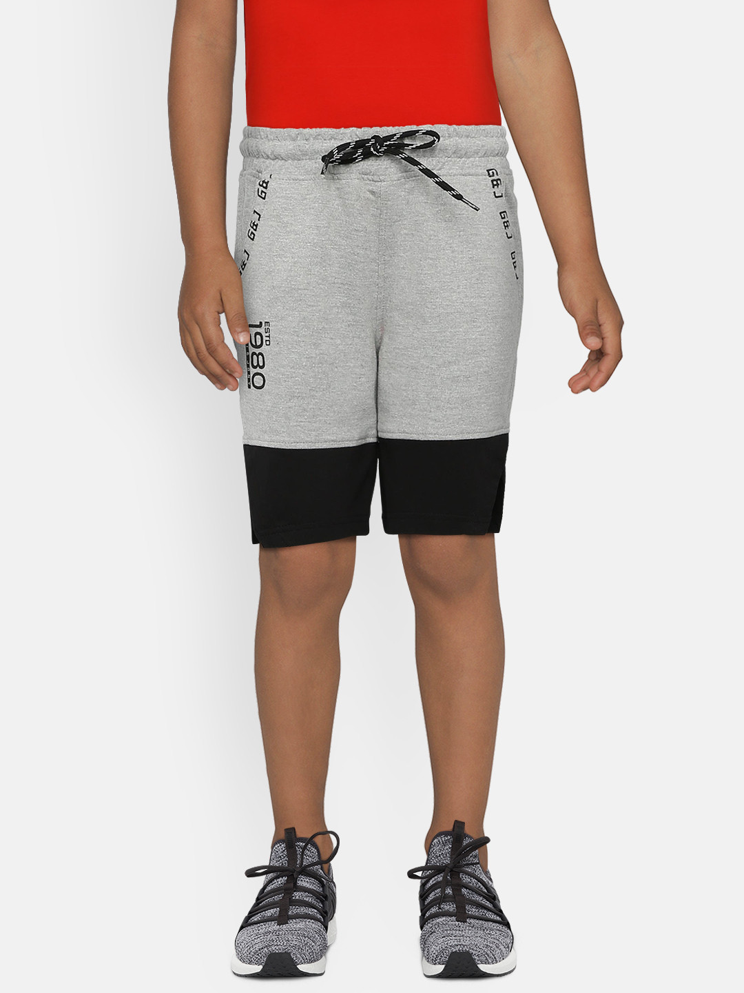 

Gini and Jony Boys Grey & Black Colourblocked Regular Fit Shorts