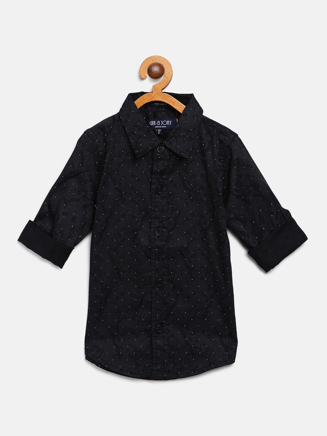 

Gini and Jony Boys Black & Charcoal Grey Slim Fit Paisley Print Casual Shirt