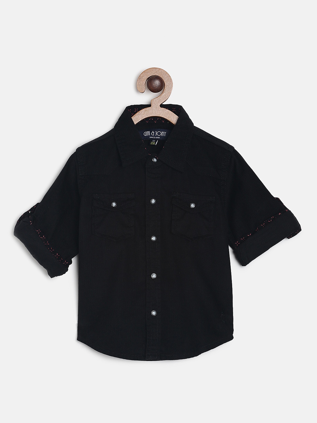 

Gini and Jony Boys Black Regular Fit Solid Casual Shirt