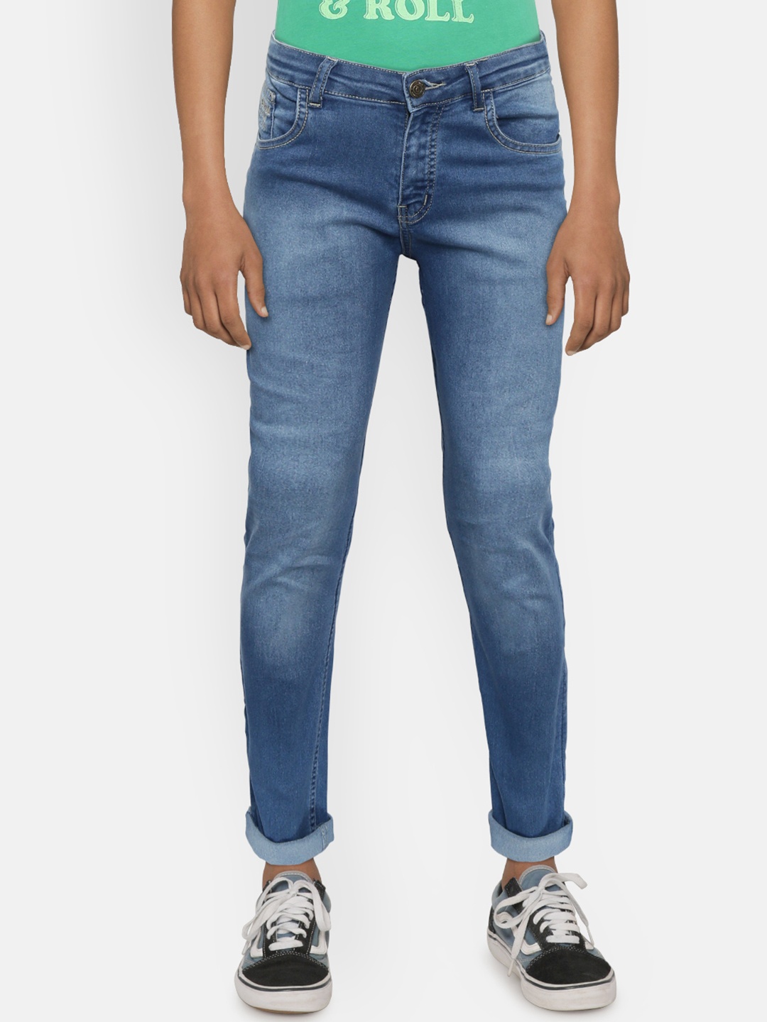 

Gini and Jony Boys Blue Slim Fit Mid-Rise Clean Look Stretchable Jeans with Belt