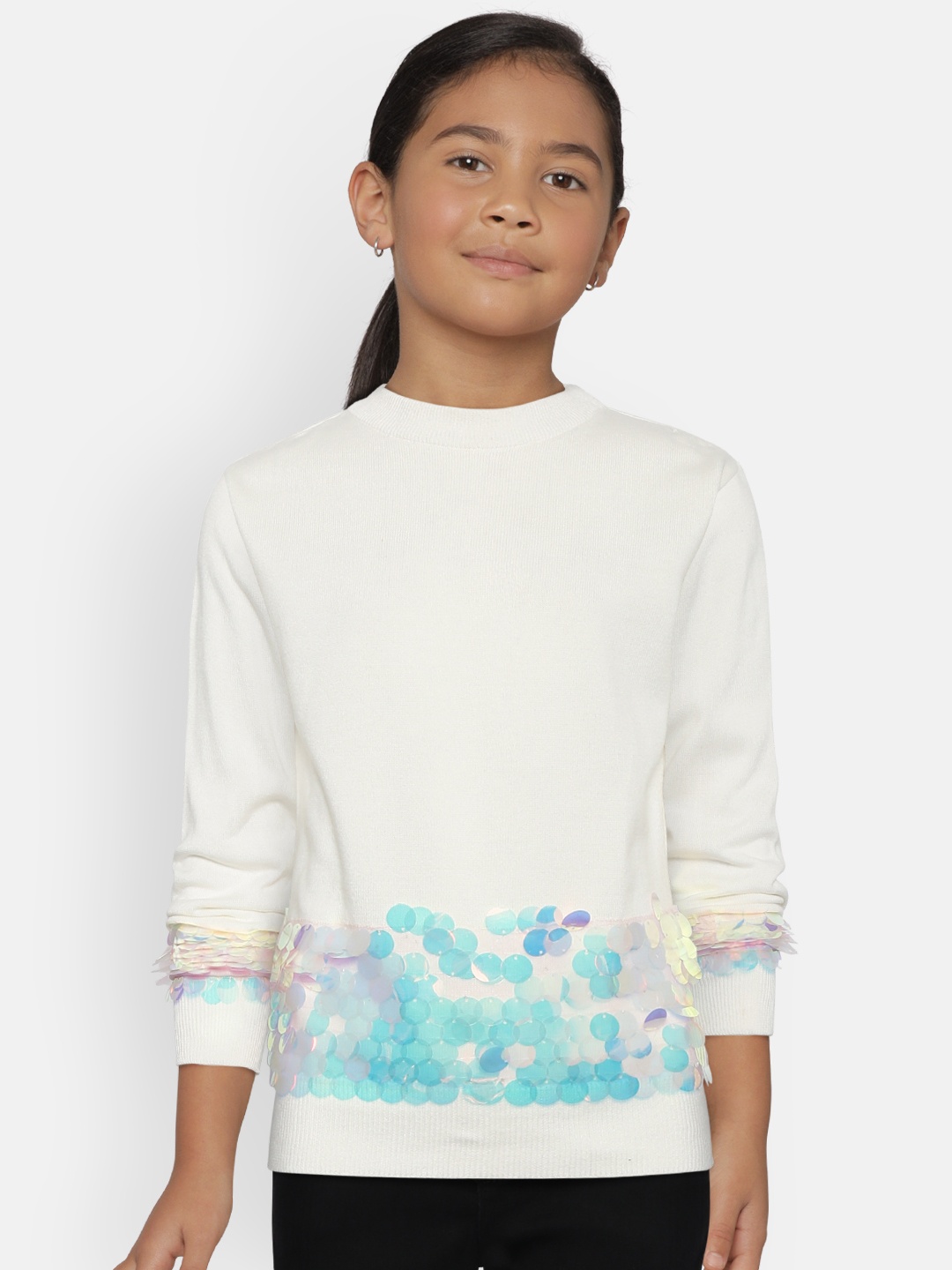 

Gini and Jony Girls White Sequinned Sweater