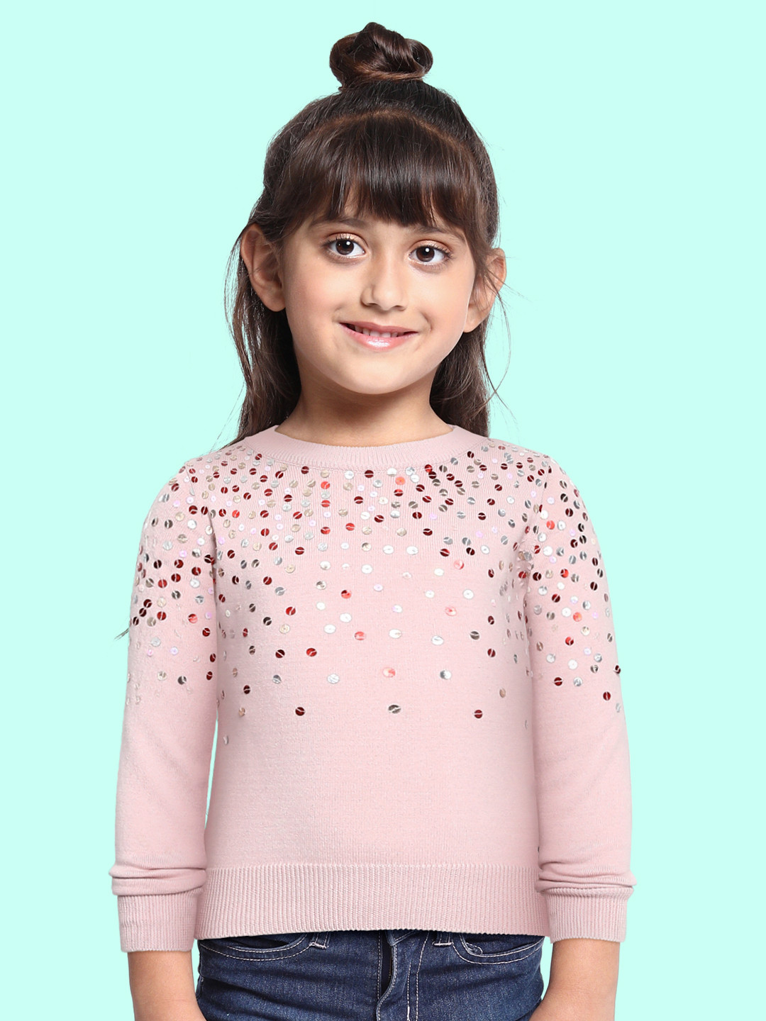 

Gini and Jony Girls Pink Sequinned Pullover Sweater