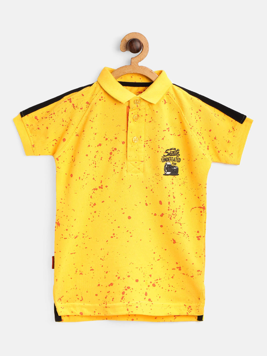 

Gini and Jony Boys Yellow Printed Back Polo Collar T-shirt