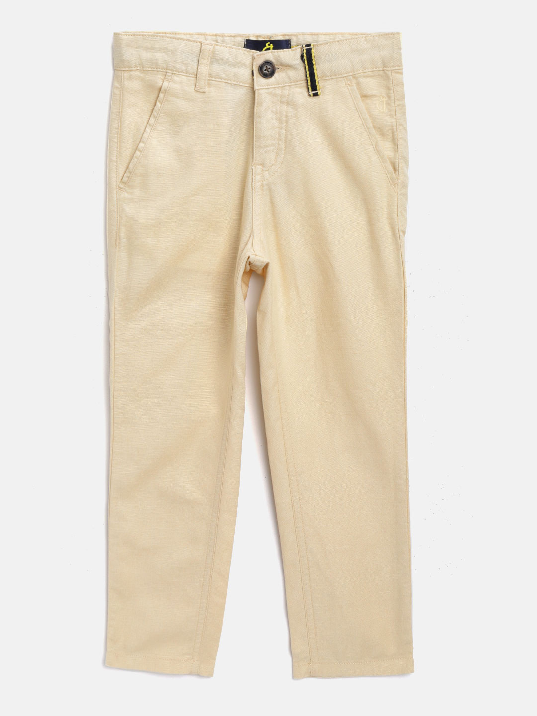 

Gini and Jony Boys Cream-Coloured Slim Fit Solid Regular Trousers