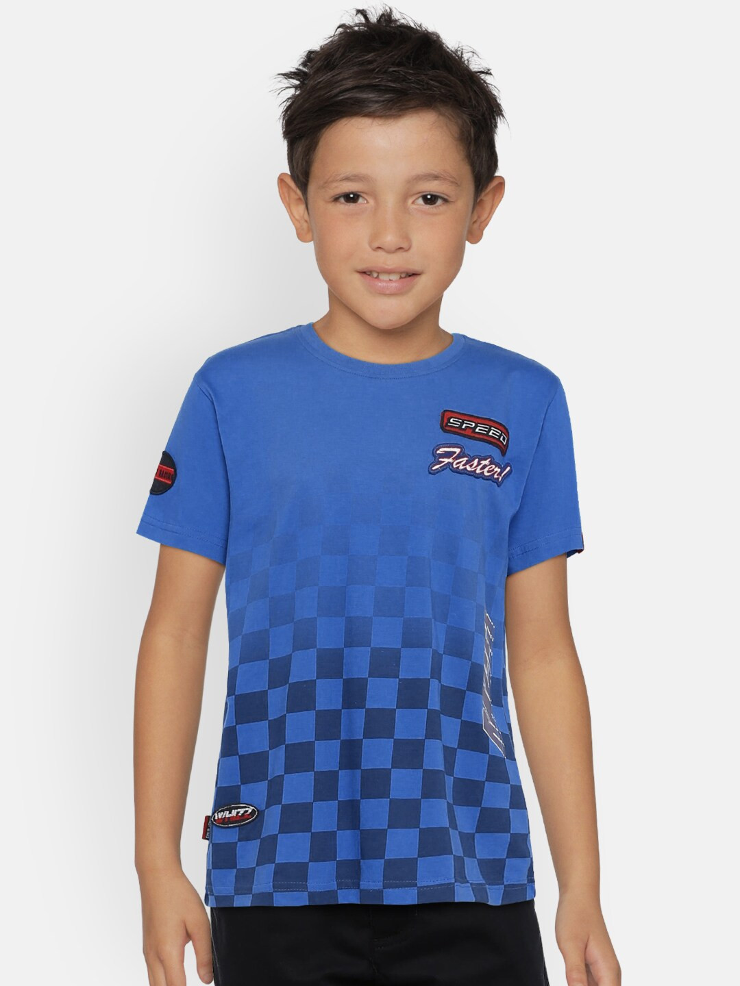 

Gini and Jony Boys Blue Printed Round Neck T-shirt