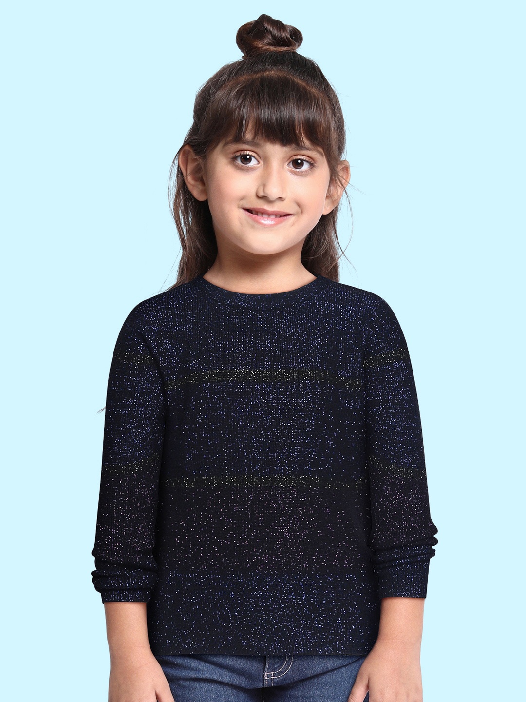 

Gini and Jony Girls Black & Navy Striped Pullover Sweater