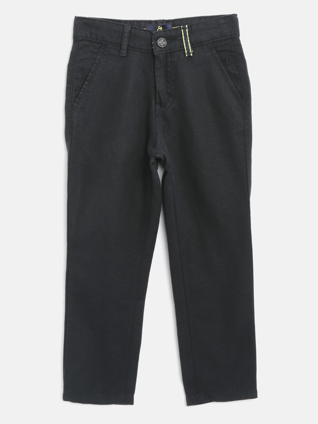 

Gini and Jony Boys Black Slim Fit Solid Regular Trousers