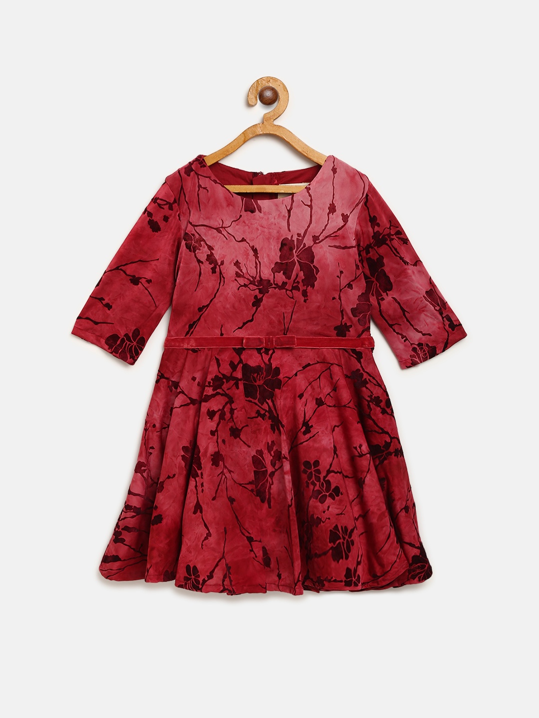 

Gini and Jony Girls Red Self-Design Fit & Flare Dress