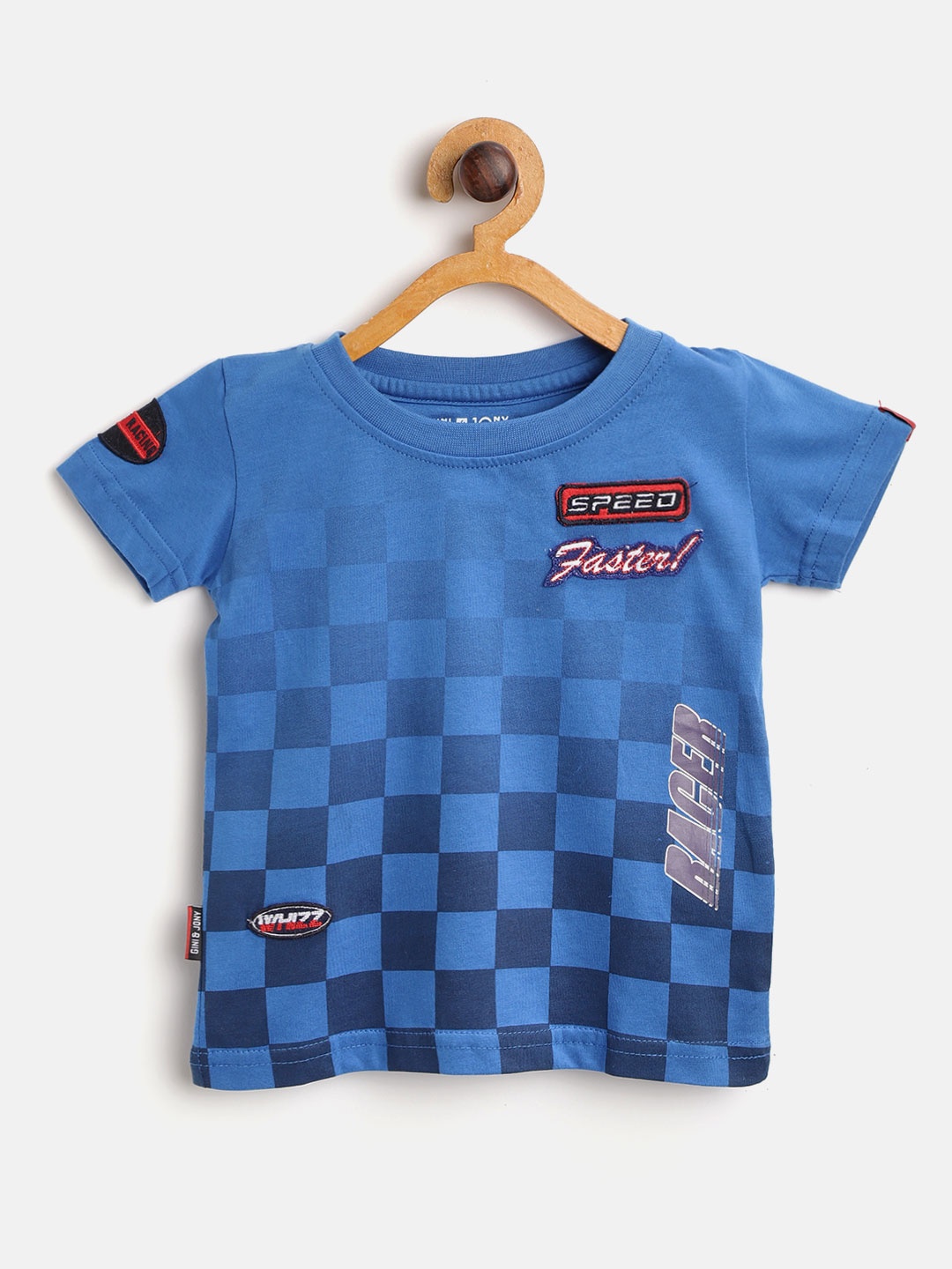 

Gini and Jony Boys Blue Checked T-shirt