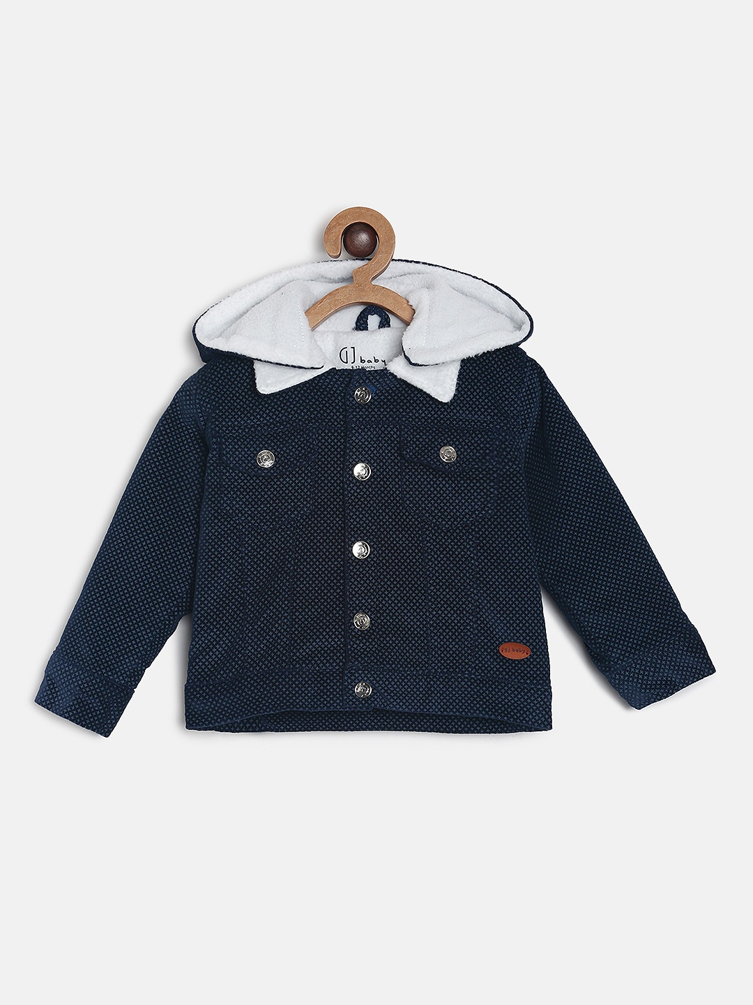 

Gini and Jony Boys Navy Blue Printed Open Front Jacket