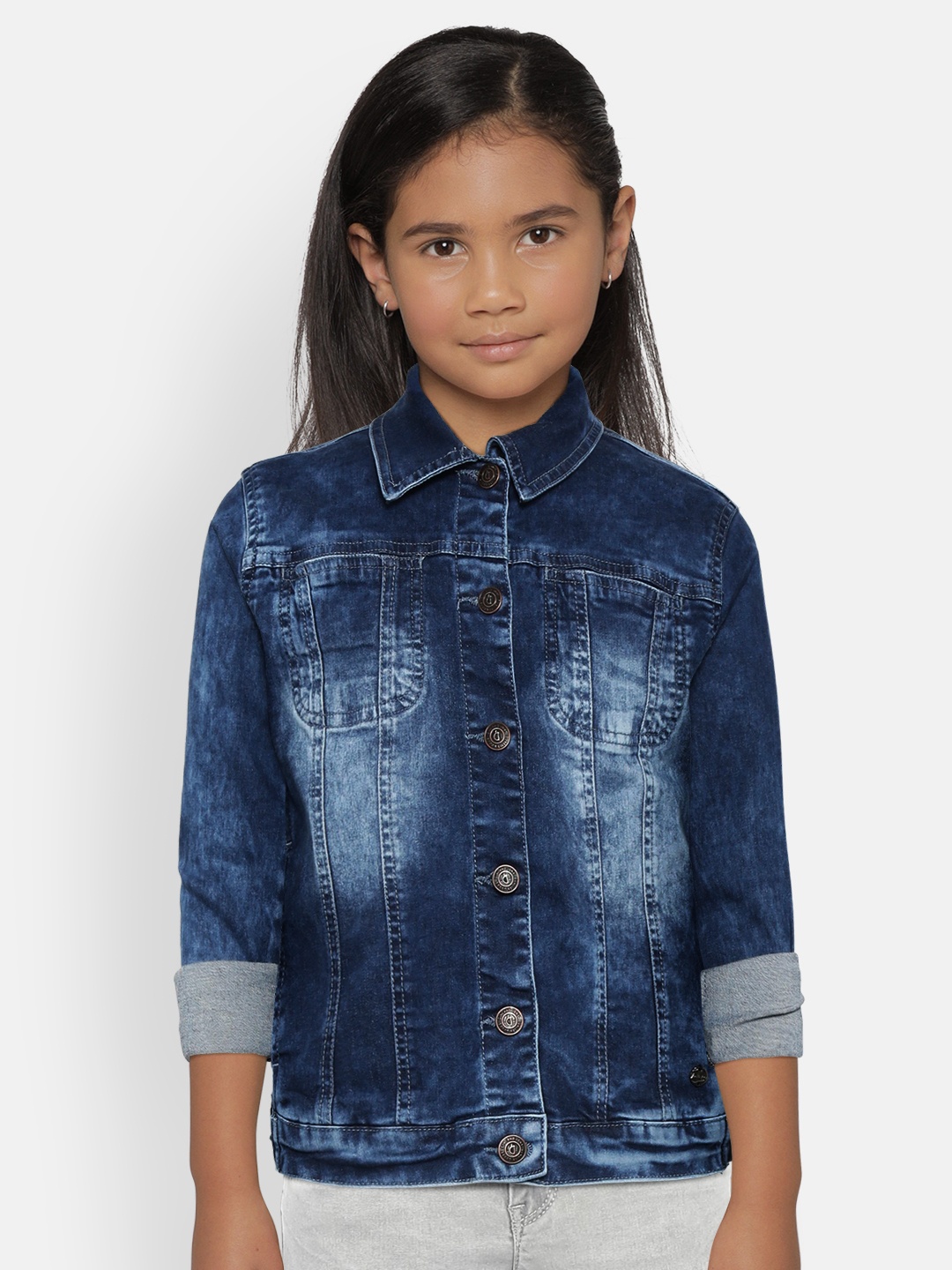 

Gini and Jony Girls Navy Blue Washed Denim Jacket