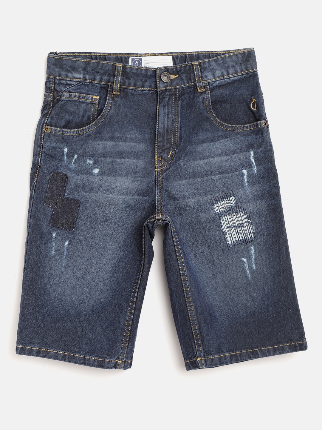 

Gini and Jony Boys Navy Blue Washed & Ribbed Denim Shorts