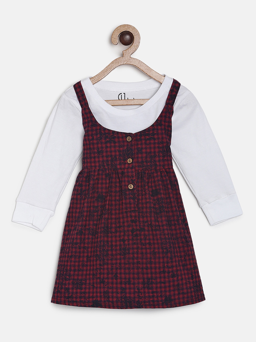 

Gini and Jony Girls Red & Navy Blue Printed Fit and Flare Dress