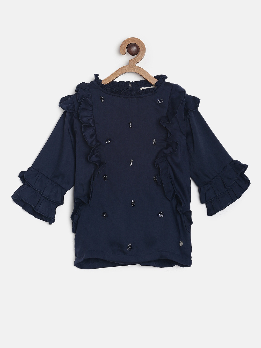 

Gini and Jony Girls Navy Blue Embellished Top