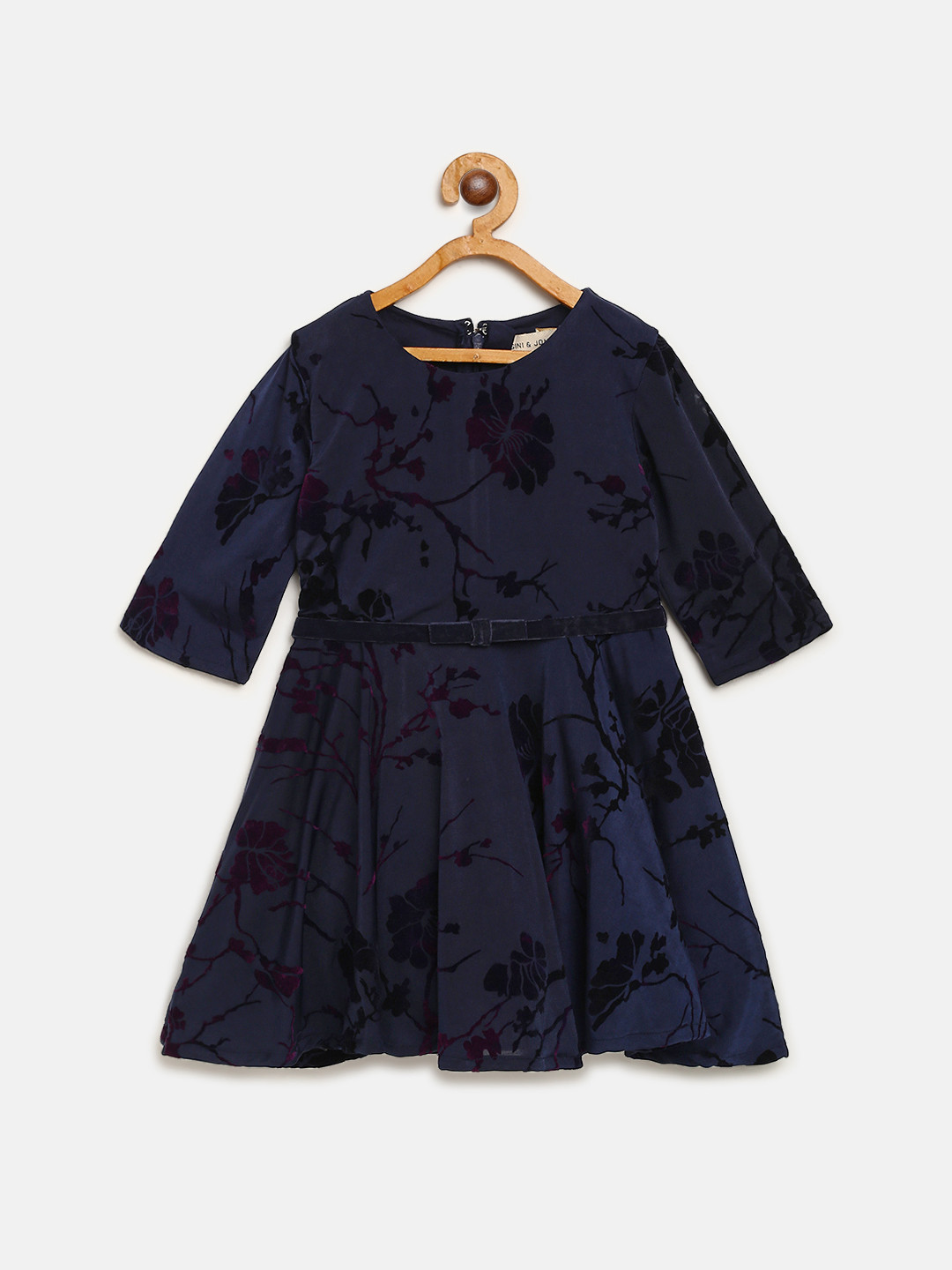 

Gini and Jony Girls Navy Blue Self-Design Fit & Flare Dress