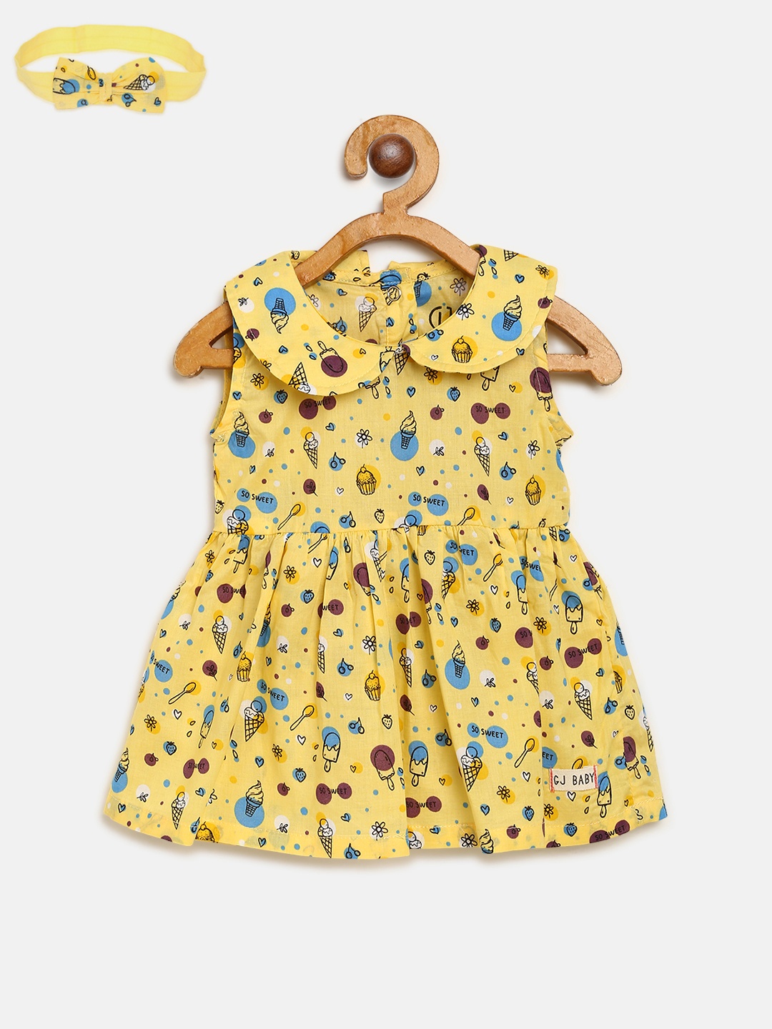 

Gini and Jony Girls Yellow & Blue Printed Fit & Flare Dress