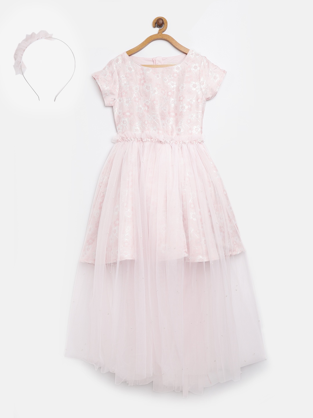 

Gini and Jony Girls Pink Self Design Fit and Flare Dress
