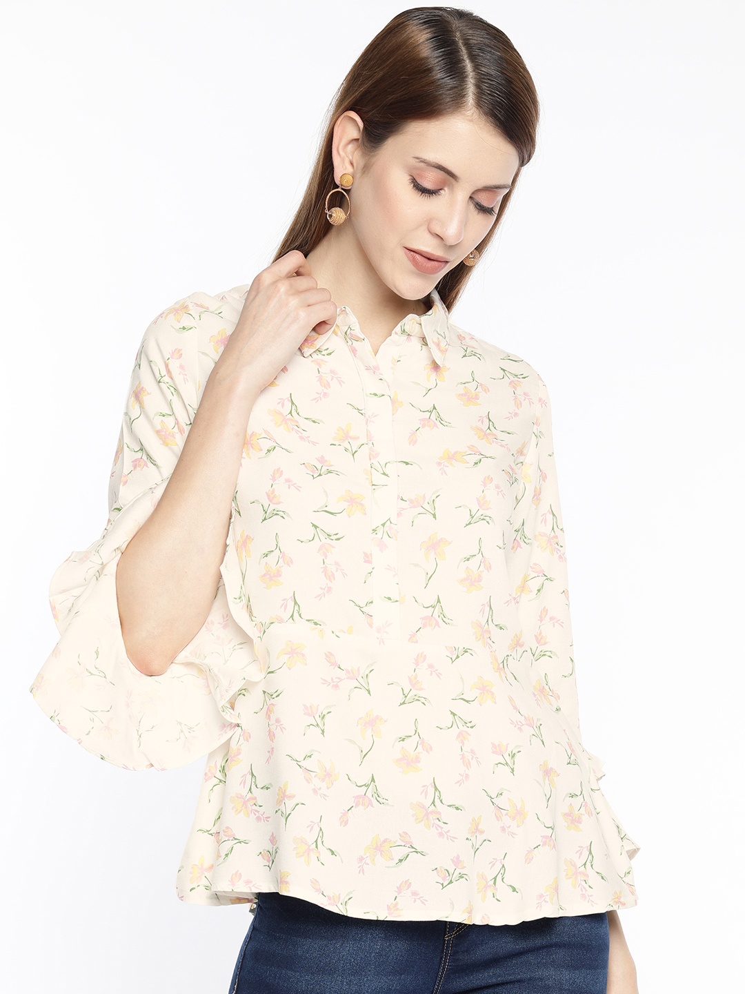 

AND Women Off-White Printed Shirt Style Top