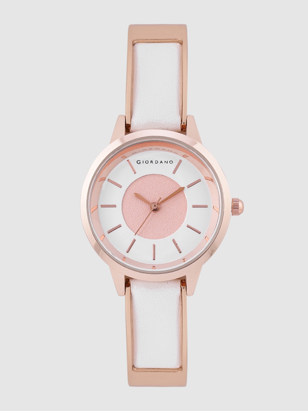 

GIORDANO Women White & Pink Leather Analogue Watch C2170-01