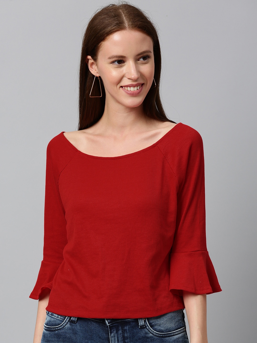 

ONLY Red Bell Sleeve Regular Top