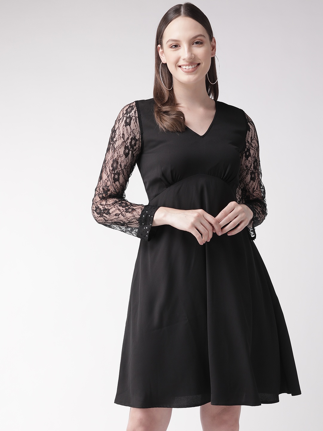 

Antheaa Women Black Solid A-Line Dress