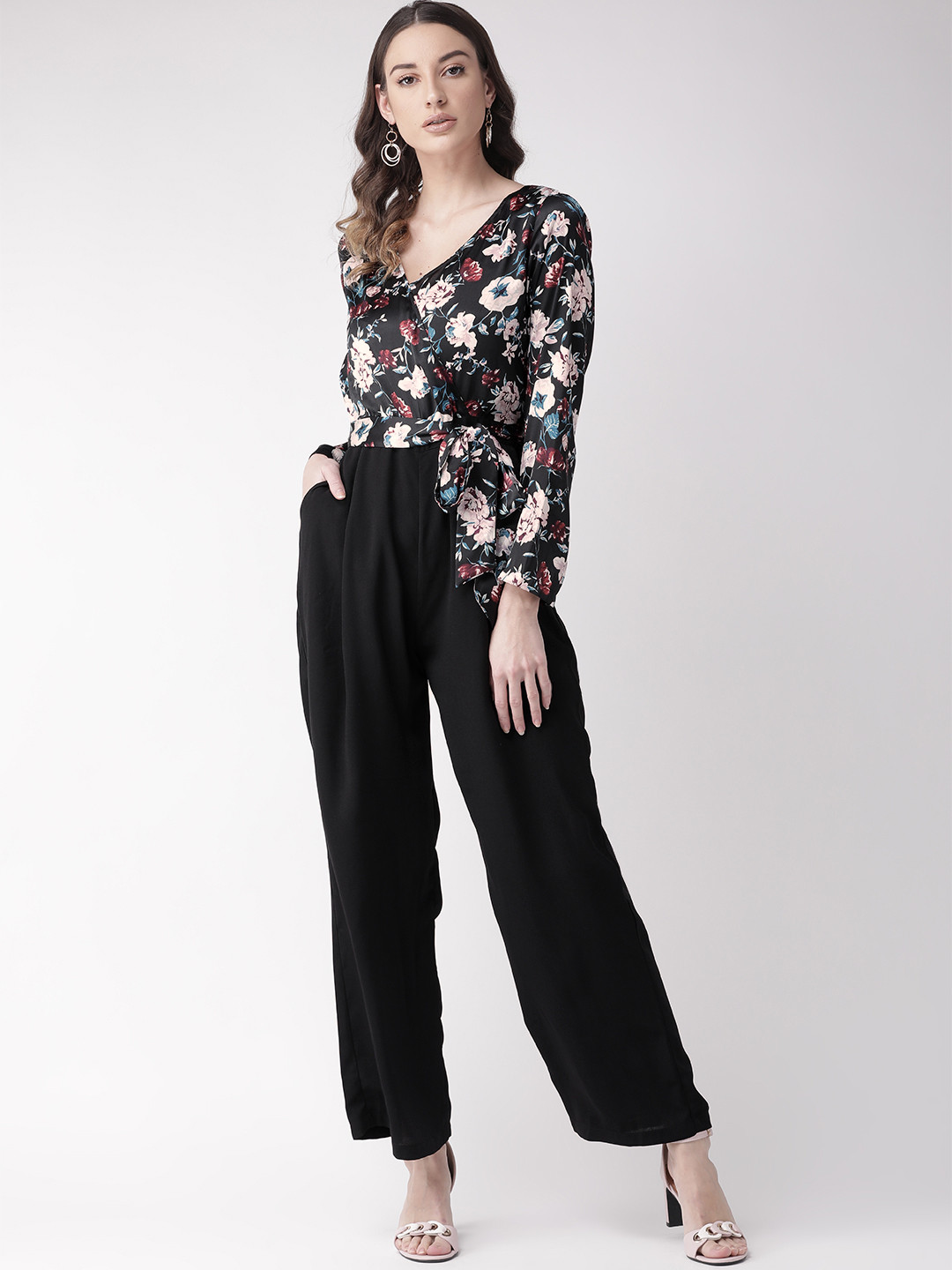 

Antheaa Women Black & Pink Printed Basic Jumpsuit