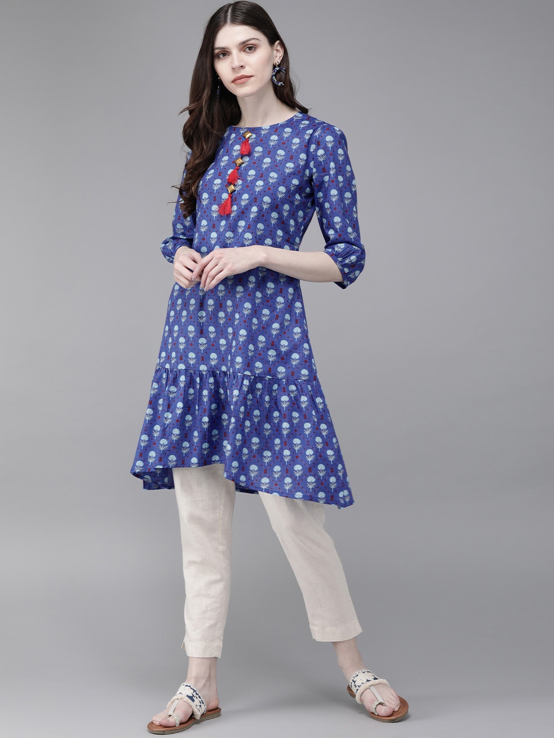 

Anouk Women Blue Printed A-Line Kurta