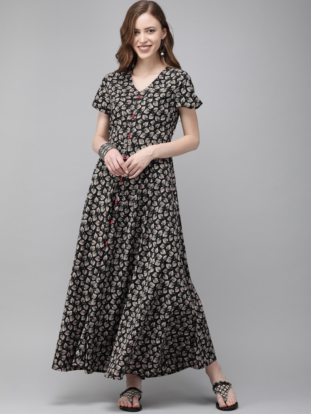 

Anouk Women Black Printed Anarkali Kurta