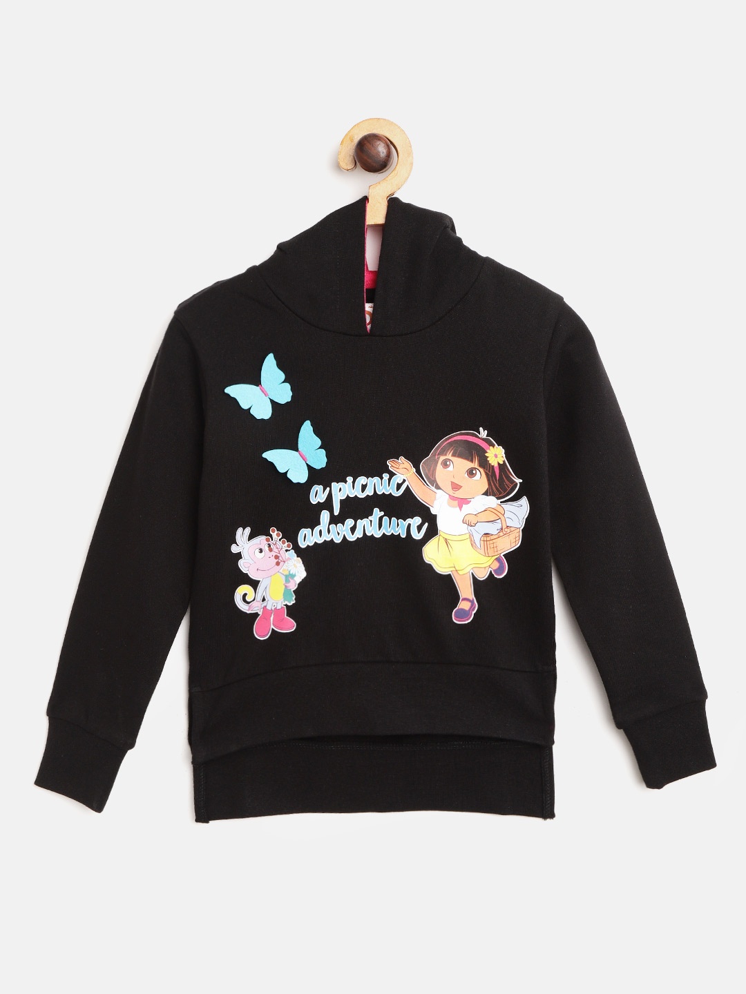 

toothless Girls Black Dora Printed Hooded Sweatshirt