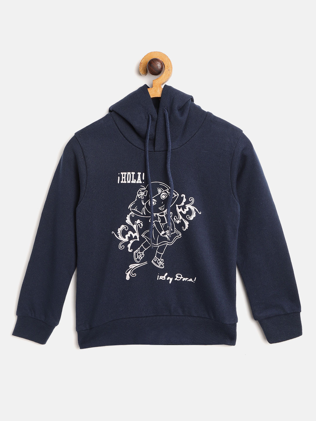

Dora Girls Navy Blue Printed Hooded Sweatshirt