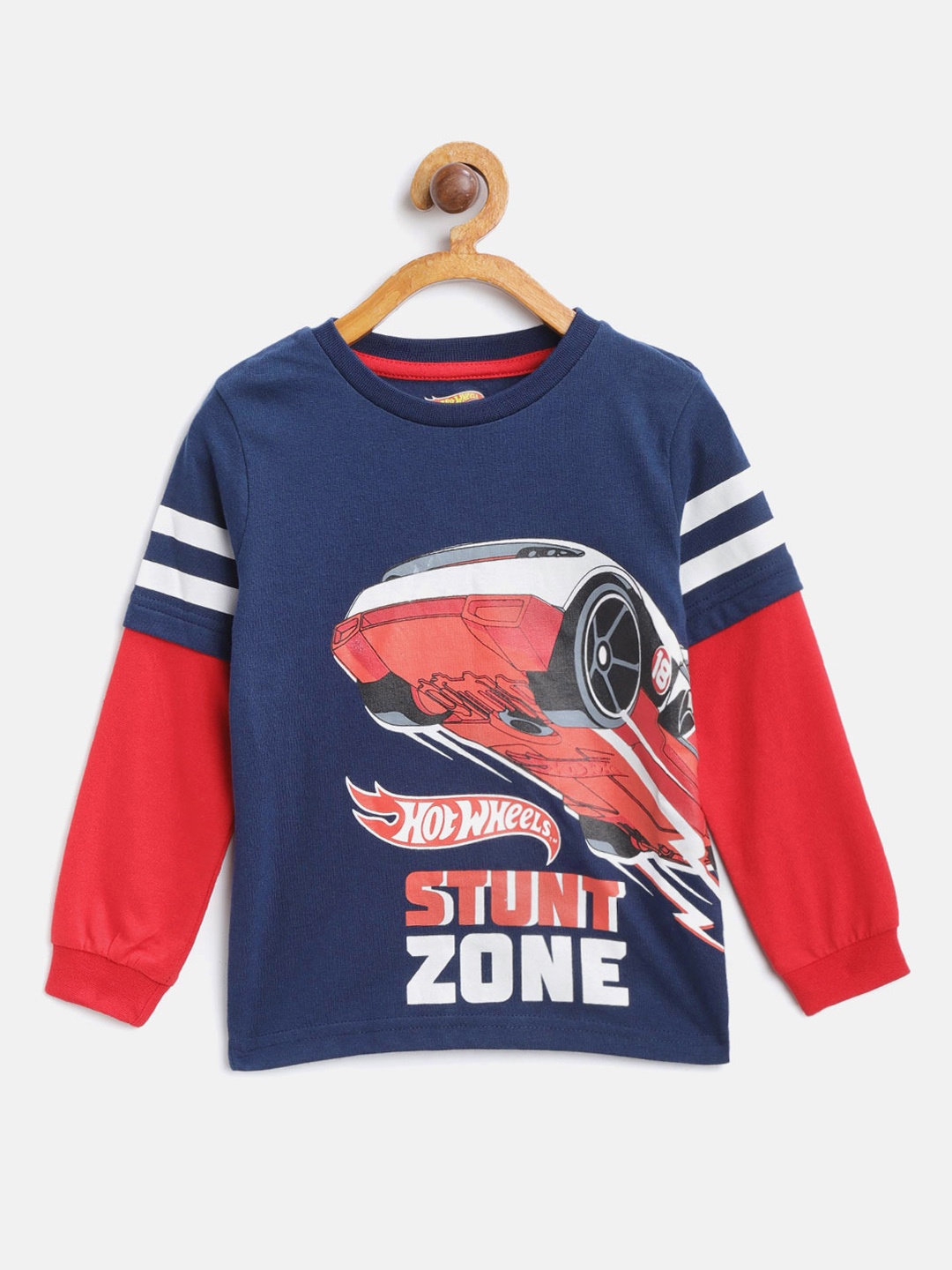 

toothless Boys Navy Blue & Red Hot Wheels Printed Round Neck T-shirt